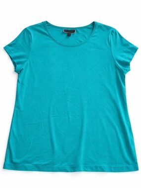 Karen Scott Scoop Neck Tee - Teal 100% Cotton